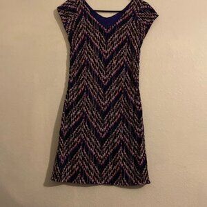 Purple/multi colored stripe reversible dress for small size lady/teen